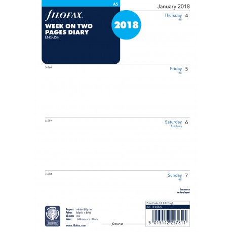 Filofax A5 kalendář 1 týden / 2 strany 
